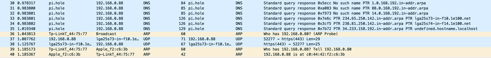 Example of Wireshark Log